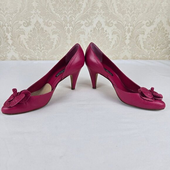 Vintage Nickles Size 8.5B Pink Leather D'Orsay Heels Leather Flower Accent Italy - Picture 10 of 14